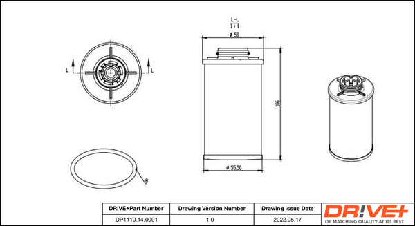 Hydrauliikkasuodatin, automaattivaihteisto (Tiivisteillä)  art. DP1110140001